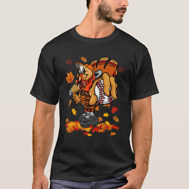 Thanksgiving Turkiet spelar baskiska spelare Fall  T Shirt (Framsida)