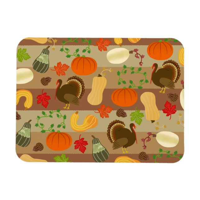 Thanksgiving Turkiet Squash Autumn Harvest Mönster Magnet (Horisontell)