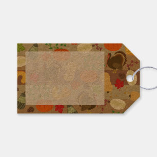 Thanksgiving Turkiet Squash Autumn Harvest Mönster Presentetikett