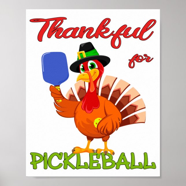 Thanksgiving Turkiet - Tack för Pickleball Poster (Framsidan)