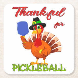 Thanksgiving Turkiet - tack för Pickleball Underlägg Papper Kvadrat