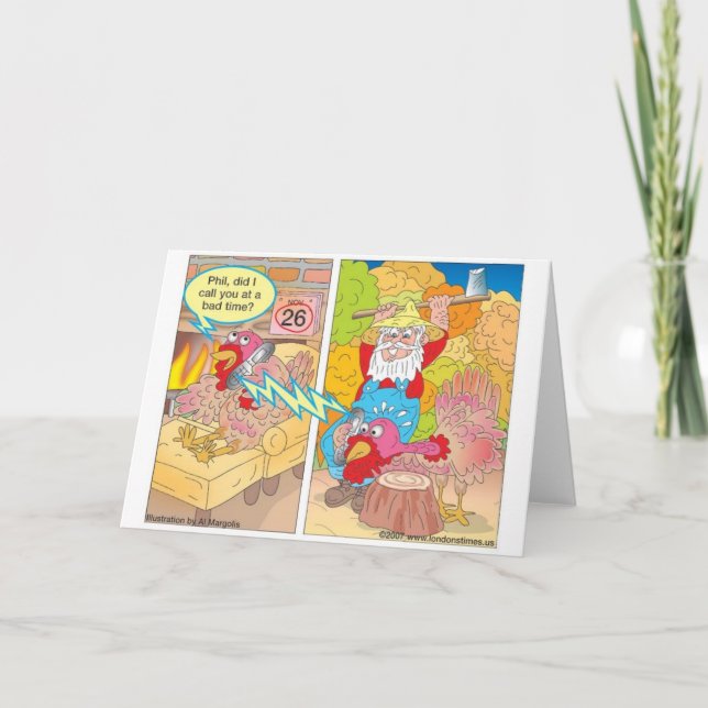 Thanksgiving Turkiet - Tecknad i vänteläge Helgkort (Framsida)