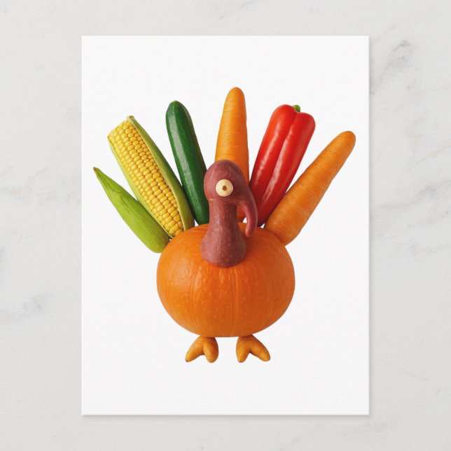 Thanksgiving Turkiet tillverkad av grönsaker Vykort (Framsida)