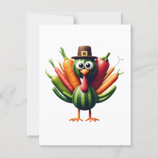 Thanksgiving Turkiet tillverkad av grönsaker Vykort