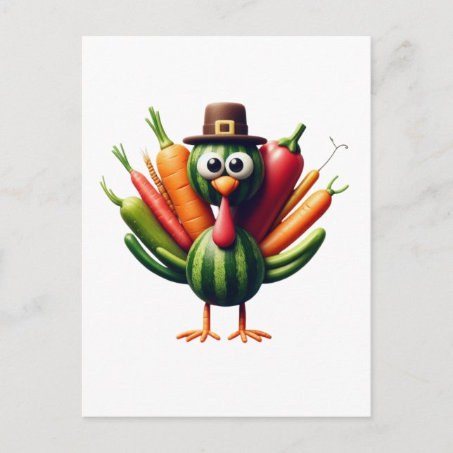 Thanksgiving Turkiet tillverkad av grönsaker Vykort (Framsida)