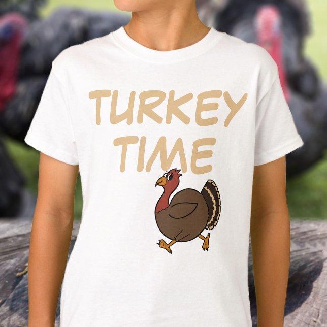 Thanksgiving Turkiet Time Anpassningsbar Funny Kid T Shirt (A fun shirt to wear at Thanksgiving. It's Turkey Time!)