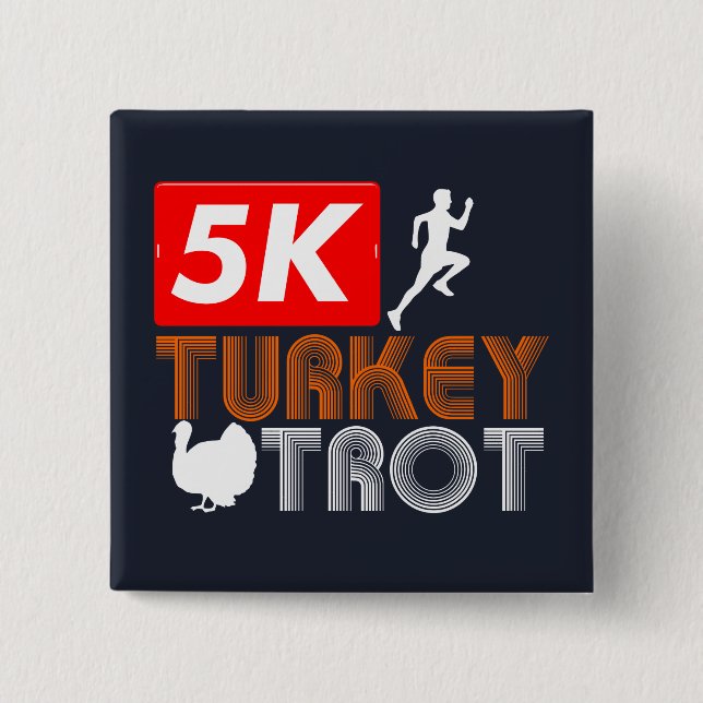 Thanksgiving Turkiet Trot Fall Helgdag Knapp (Framsida)