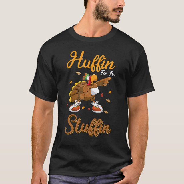 Thanksgiving Turkiet Trot Huffin för Stuffin 5K T Shirt (Framsida)