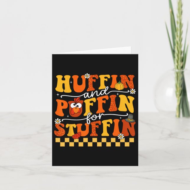Thanksgiving Turkiet Trot Huffin och Puffin for Kort (Framsida)