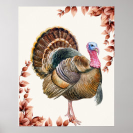 Thanksgiving Turkiet Watercolor Bild Wall Art Poster