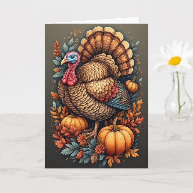 Thanksgiving Turkiets mappade gratulationskort Kort (Liten växt)