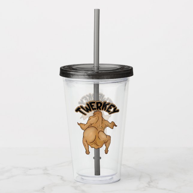 Thanksgiving Twerkey Acrylic Tumbler Take Away Mugg (Framsida)