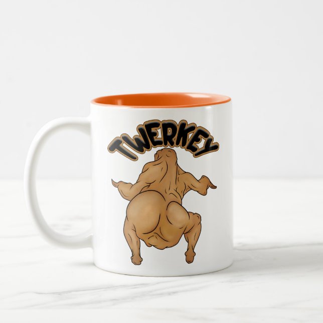 Thanksgiving Twerkey Coffee Mug Två-Tonad Mugg (Vänster)
