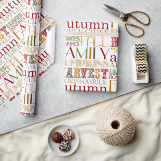 Thanksgiving Typography Design Wrapping Paper Presentpapper