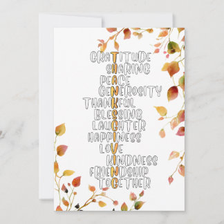 Thanksgiving Typography of Gratitude and Joy Julkort