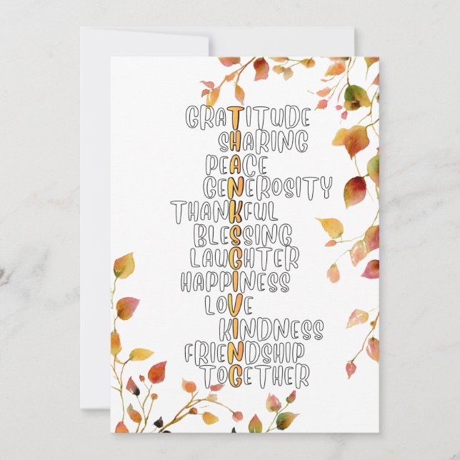 Thanksgiving Typography of Gratitude and Joy  Julkort (Framsida)