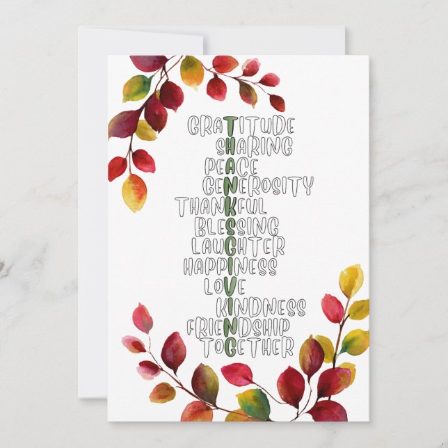 Thanksgiving Typography of Gratitude and Joy  Julkort (Framsida)