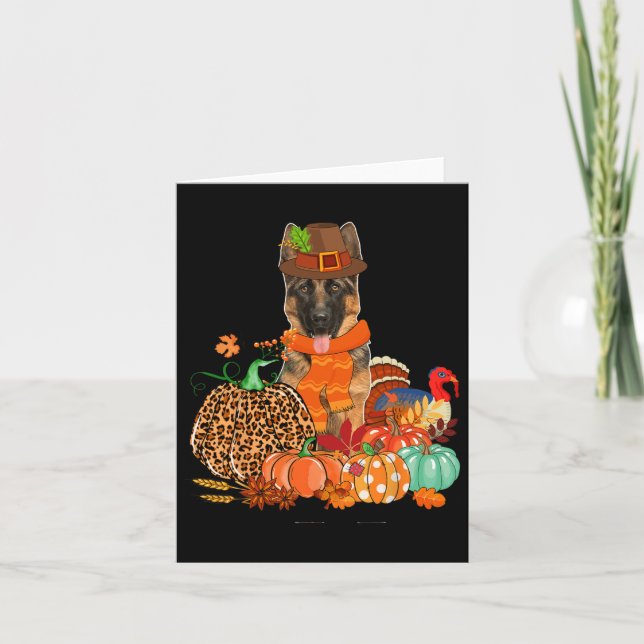 Thanksgiving Tyska shepherd with Turkey Fall Pump Kort (Framsida)