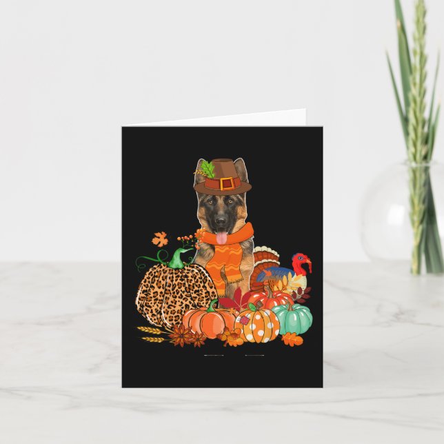 Thanksgiving Tyska shepherd with Turkey Fall Pump Kort (Framsida)