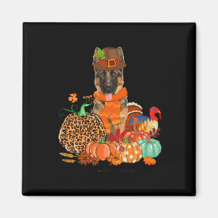 Thanksgiving Tyska shepherd with Turkey Fall Pump Magnet