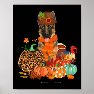 Thanksgiving Tyska shepherd with Turkey Fall Pump Poster