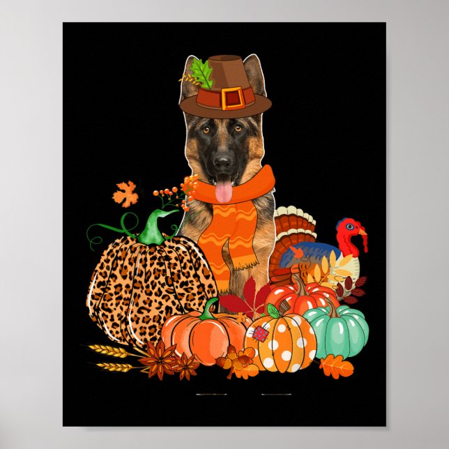 Thanksgiving Tyska shepherd with Turkey Fall Pump Poster (Framsidan)