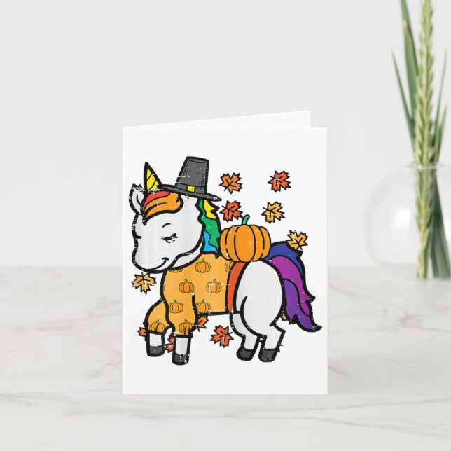 Thanksgiving Unicorn Cute Fall Girls Kids Småbarn Kort (Framsida)