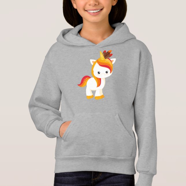 Thanksgiving Unicorn, Cute Unicorn, Feathers T Shirt (Framsida)