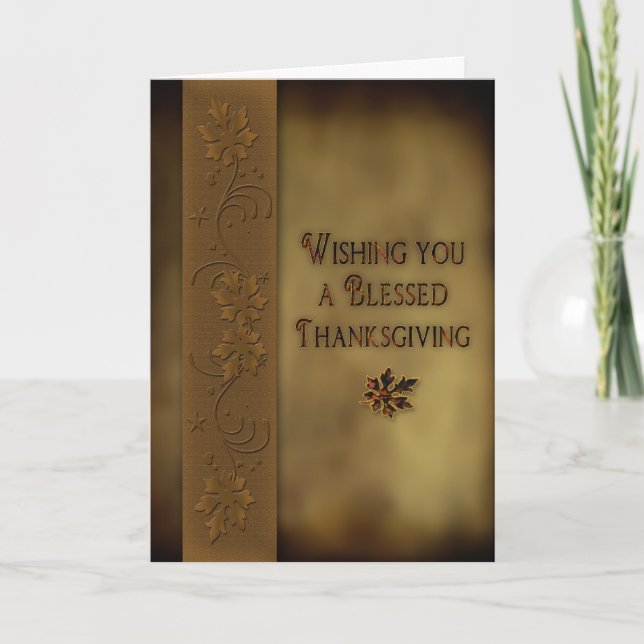 Thanksgiving - välsignad - Löv/Struktur Helgkort (Framsida)