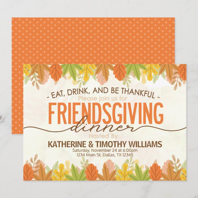 thanksgiving vänskaplig helgdag turkey invitati inbjudningar (Fram/baksida)