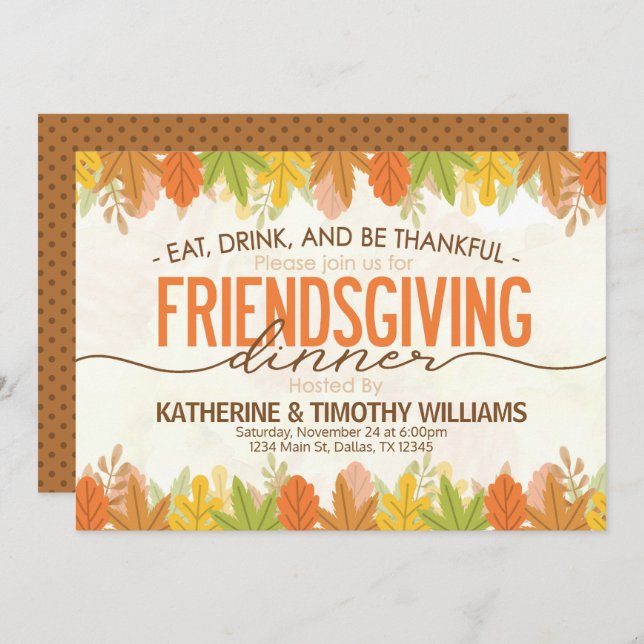 thanksgiving vänskaplig helgdag turkey invitati inbjudningar (Fram/baksida)