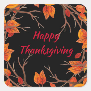 Thanksgiving Vattenfärg Höst löv Fyrkantigt Klistermärke