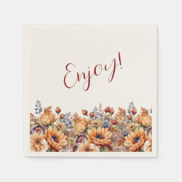 Thanksgiving-vattenfärg och blommor- pappersservett