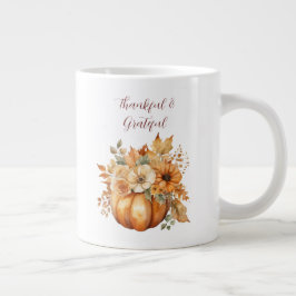 Thanksgiving-vattenfärg Pumpkin Blommigt Design- Jumbo Mugg