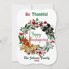 Thanksgiving Vattenfärgad Blommigt Grönt Utandning