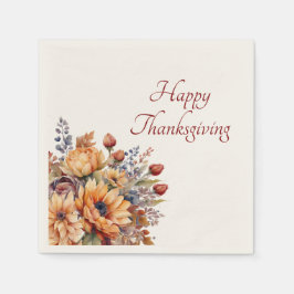 Thanksgiving-vattenfärgsblommor- Pappersservett