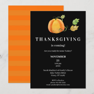 Thanksgiving Vattenfärgspumpkin-Black2 Inbjudningar