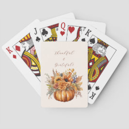 Thanksgiving-vattenfärgspumpkin med blommor- casinokort