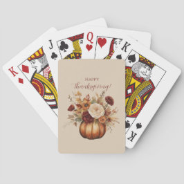 Thanksgiving-vattenfärgspumpkin och Flowers- Casinokort