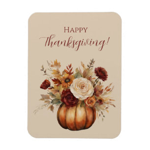 Thanksgiving-vattenfärgspumpkin och Flowers- Magnet