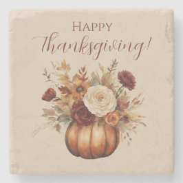 Thanksgiving-vattenfärgspumpkin och Flowers- Stenunderlägg