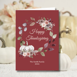 Thanksgiving Vattenfärgsvikt Burgundy Ro-vikt Helgkort