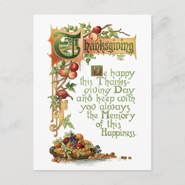 Thanksgiving Verse och Harvest Fruit Helg Vykort (Framsida)