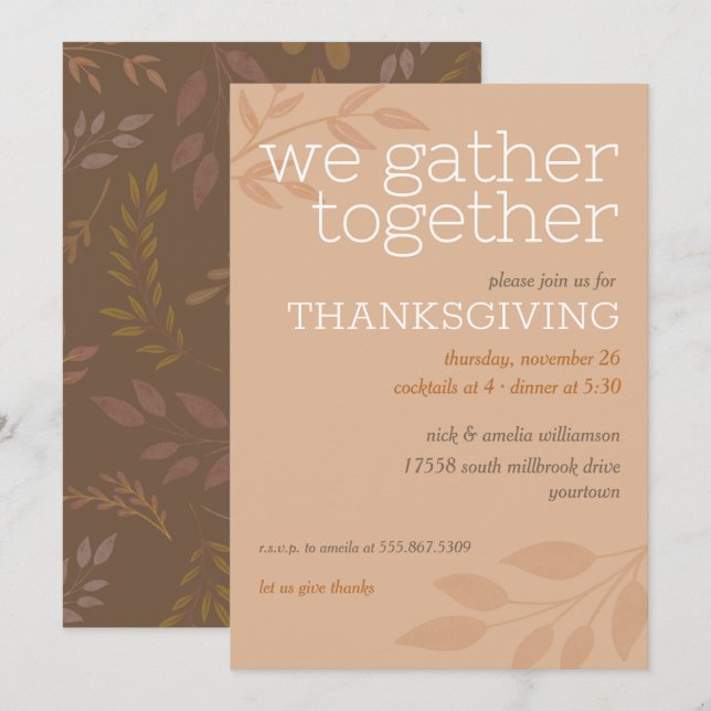 Thanksgiving | Vi samarbetar | Hösten Löv | Inbjudningar (Fram/baksida)