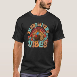 Thanksgiving Vibes Retro Turkey Rainbow Fall Autum T Shirt