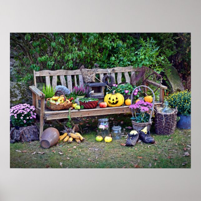 Thanksgiving vid Park Bench Poster (Framsidan)
