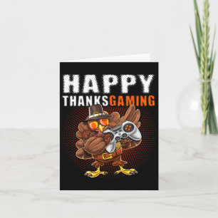 Thanksgiving Video Game Dabbing Turkey Pilgrim Boy Kort