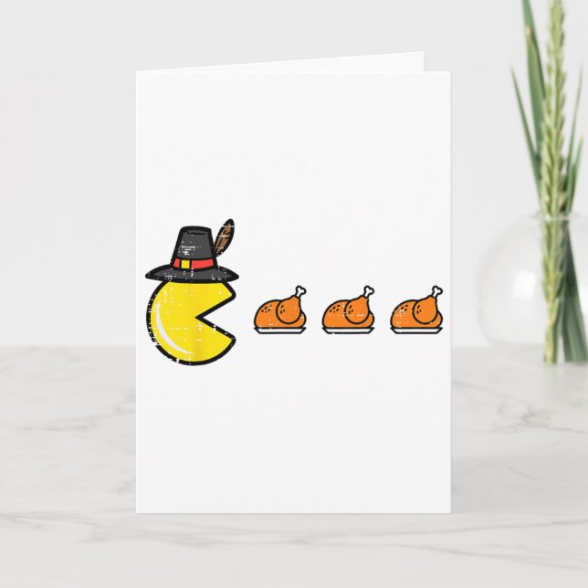 Thanksgiving Video Game Eating Turkey Gamer Men Wo Kort (Framsida)