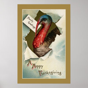 Thanksgiving vintage art teckning poster