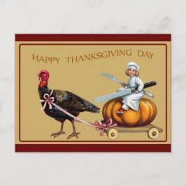 Thanksgiving Vintage Turkey Pumpkin Vykort
